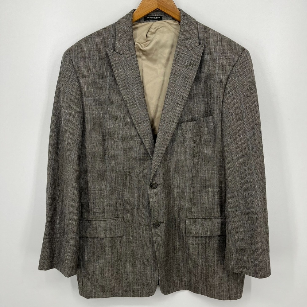 John Varvatos Star USA Blazer‎ Jacket Men's Size 46 Gray Wool Linen Blend Tweed